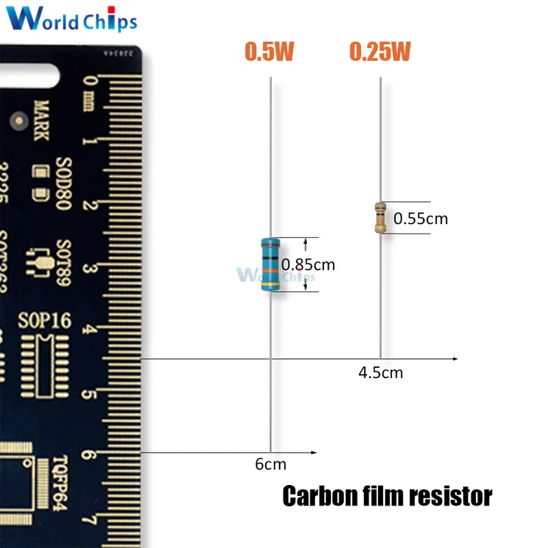 100 шт./лот 1R-1M Ω угольный осажденный резистор 5% 1/2W 0,5 W 1R 10R 100R 220R 1K 2,2 K 4,7 K 10K 22K 47K 100K 470K 1 МОм Ohm Сопротивление