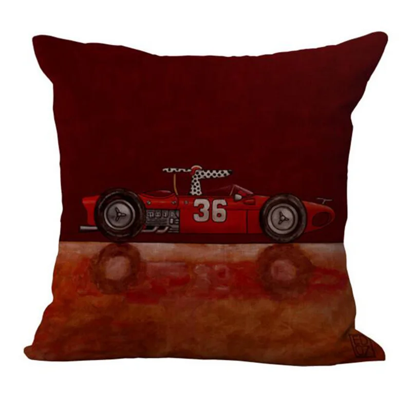 وسادة تغطي سادات الحيوان القط الكرتون سيارة الكتان القطن مزيج مكتب أريكة وسادة تغطي المنزل مربع بالجملة