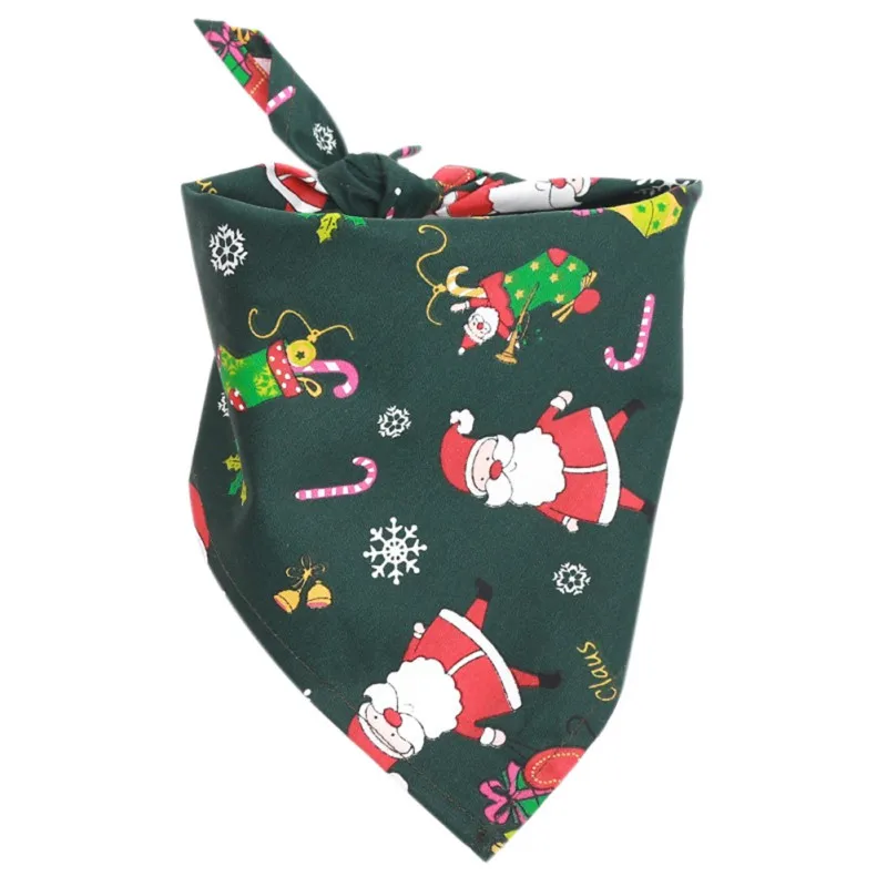 Рождественская бандана для собак, шарф, шейный платок, нагрудники-шарфы для питомцев, галстук, олень, Санта Клаус, конфеты, снежинки, узоры для чихуахуа