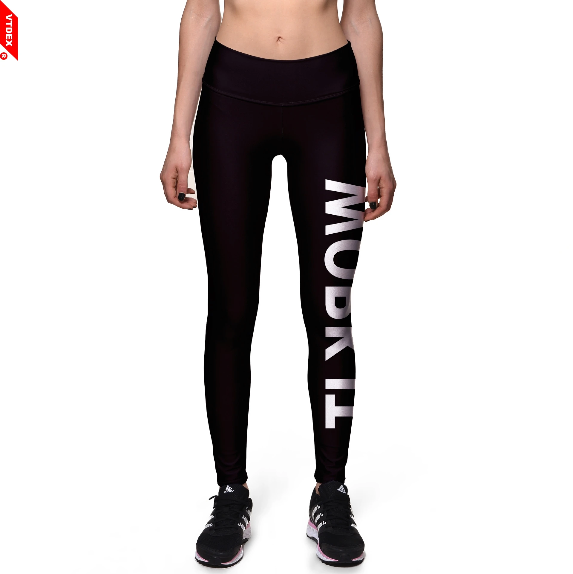 VTDEX Black Women GYM Leggings Letters Pattern Sports Fitness Pants Digital Print Breathable