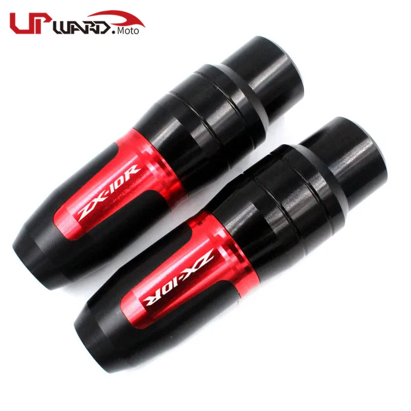 Red For KAWASAKI ZX-10R ZX10R ZX 10R NINJA Motorcycle CNC Frame Crash Pads Exhaust Sliders Crash Protector With logo - Цвет: Red