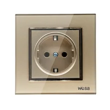 Дизайн Европейская Сетевая розетка 5V 2A золото закаленная стеклянная рамка FB-08