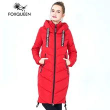 Foxqueen 2017 Новый Зимний Женский Толстый Пуховик Мод Средней Длины С Капюшоном Женская Зимняя Куртка Свободного Женское Польто Покроя Высокого Качества Бесплатная Доставка 535