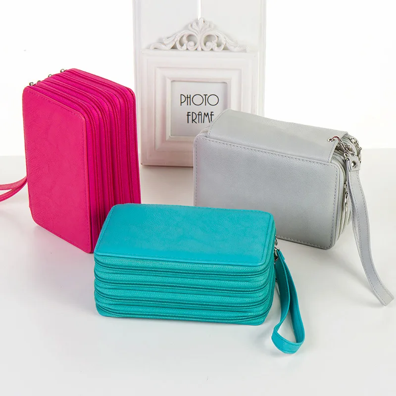 

2019 new Four-layer large capacity PU zipper pencil case Multifunctional 72-hole student pencil pouch 20*12.5*8.3CM