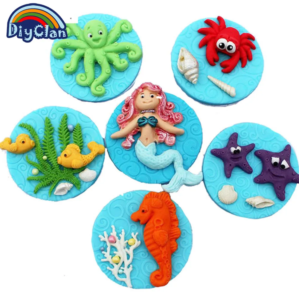 Marine-series-Crab-fish-Silicone-fondant-mold-for-baking-Mermaid-octopus-silicone-mold-cake-decoration-polymer