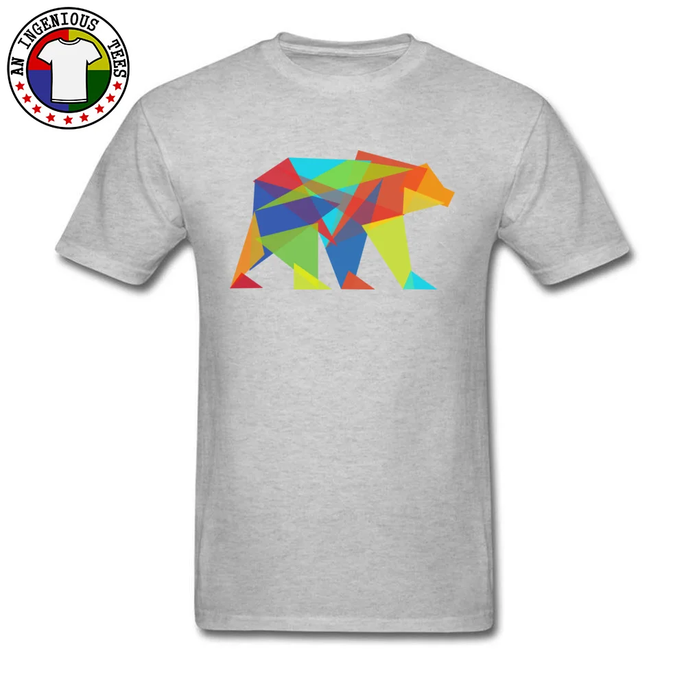 Fashionable Fractal geometric bear Summer Short Sleeve Tshirts Father Day O Neck Pure Cotton Tops Shirt for Men T-shirts Group Fractal geometric bear grey