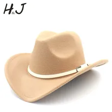 Женская и Мужская шерстяная ковбойская шляпа в стиле ретро с широкими полями, фетровая ковбойская шляпа в стиле джаз, Крестный отец сомбреро с белым поясом, размер 56-58 см