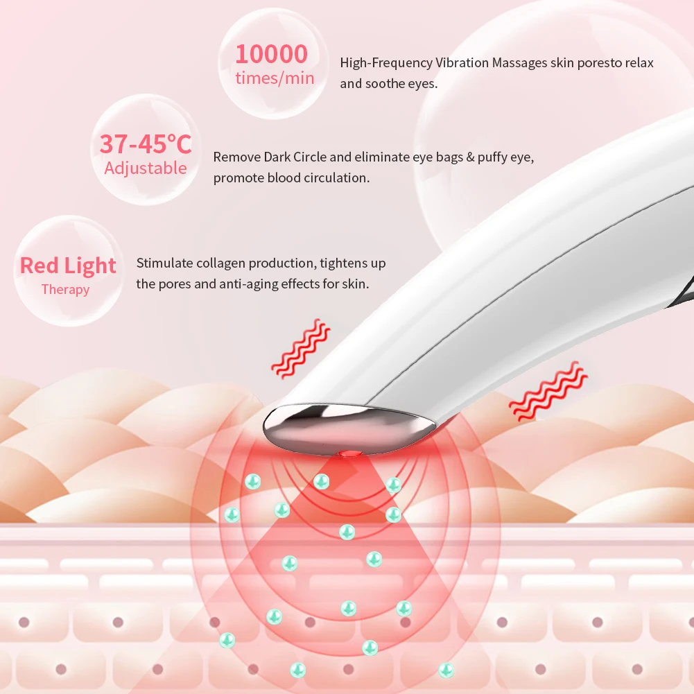 Cuidados com os Olhos Dispositivo de Massagem Anlan Massageador Olho Elétrico Anti Rugas Massagem Envelhecimento Tela Led Quente Usb Recarregável 11 Beleza e saúde