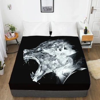 

3D Print Custom Bed Sheet With Elastic,Fitted Sheet Queen/King,Animal Abstract wolf Mattress Cover 160x200/150x200,drop ship
