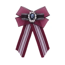 Новинка полиэстер пряжа полосатая ткань галстук бабочка кристалл кисточкой полоса бант Галстуки Женская одежда Аксессуары Duftgold