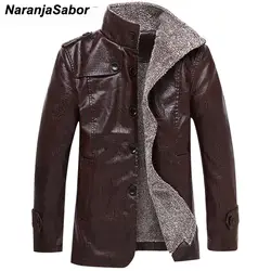 NaranjaSabor зима 8XL Для Мужчин's Кожаные куртки повседневные пальто мужской флис Термальность из искусственной кожи ветровки Для мужчин s