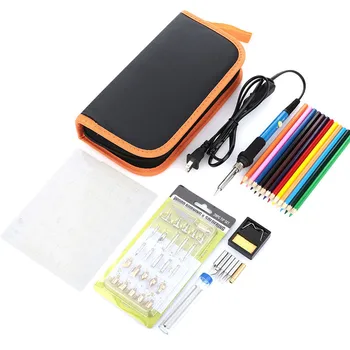 

52PCS/SET Soldering Iron 60W Adjustable Electric Solder Sation Iron Kits US Multifunctional Pyrography For Wood Burning Tool