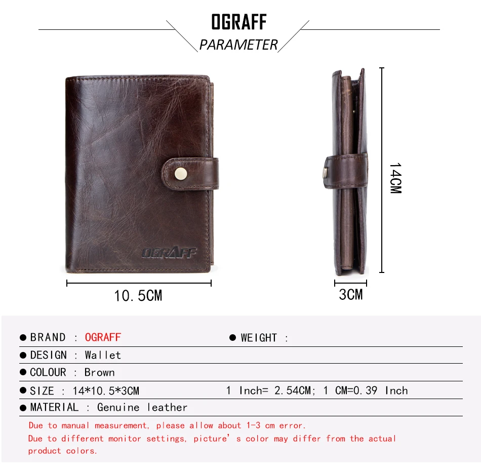 Koop OGRAFF Korte Paspoort Cover Mannen Portefeuilles Leer Echt Credit Kaarthouder Portemonnee Geld Tas Kleine Portemonnee Paspoort Case Wale
