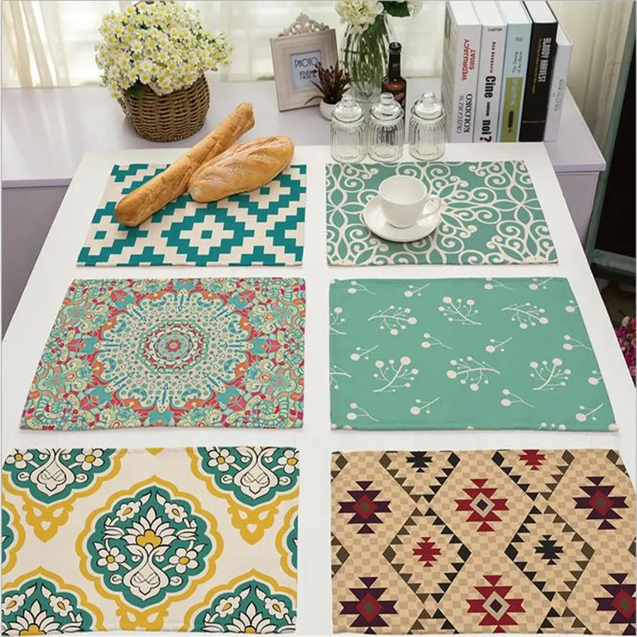 

Geometry Placemat Diner Table Mat Disc Pads Bowl Pad Coasters Waterproof Table Mat Portable Antibacteri Slip-Resistant Pad