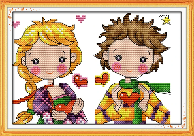 

Closer hearts, counted printed on fabric DMC 14CT 11CT Cross Stitch kits,embroidery needlework Sets Home Decor