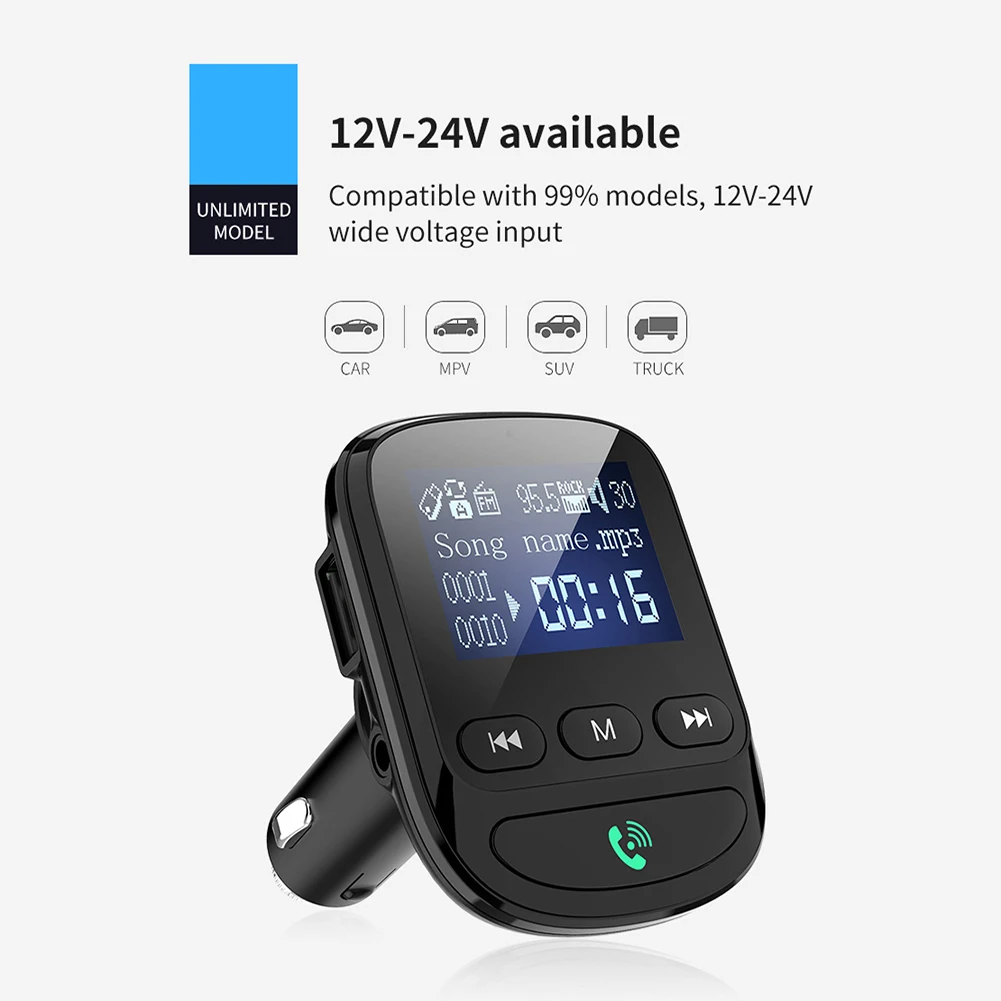Bluetooth 5,0 FM передатчик автомобильный комплект MP3-плеер без потерь Музыкальный автомобильный модулятор с обнаружением напряжения