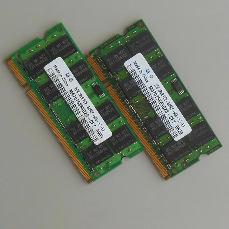 Acheter 4 GB kit 2X2 GB PC2 6400S DDR2 800 800 Mhz DDR2 Ordinateur Portable Mémoire CL6 SODIMM 2RX8 RAM Non Ecc 200pin Ordinateur Portable À Faible densité