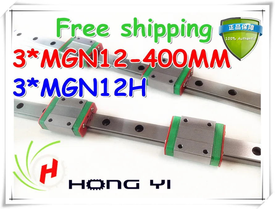 

3PCS 12mm Linear Guide MGN12 L= 400mm linear rail way + MGN12H Long linear carriage for CNC X Y Z Axis