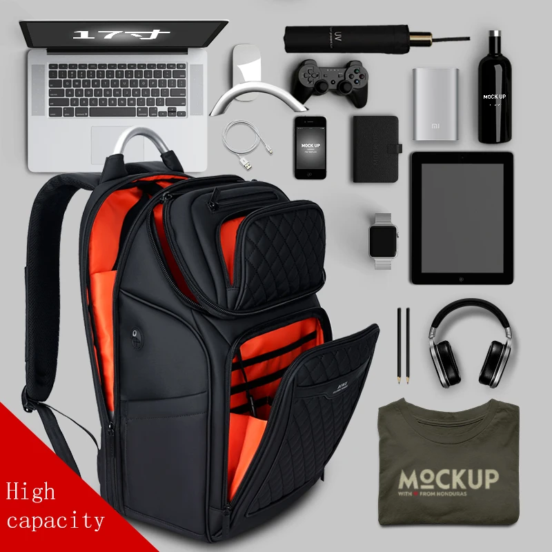 FRN hombres Mochila multifunción USB 17 pulgadas portátil Mochila de negocios de moda de gran capacidad impermeable Mochila de viaje para los hombres FRN hombres Mochila multifunción USB 17 pulgadas portátil Mochila de negocios de moda de gran capacidad impermeable Mochila de viaje para los hombres