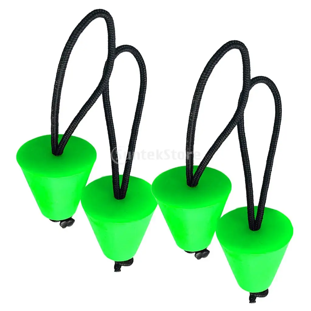 Pack 4 Universal Replacement Green Rubber Ocean Kayak Marine Boat Scupper Plugs Drain Holes Stopper Set