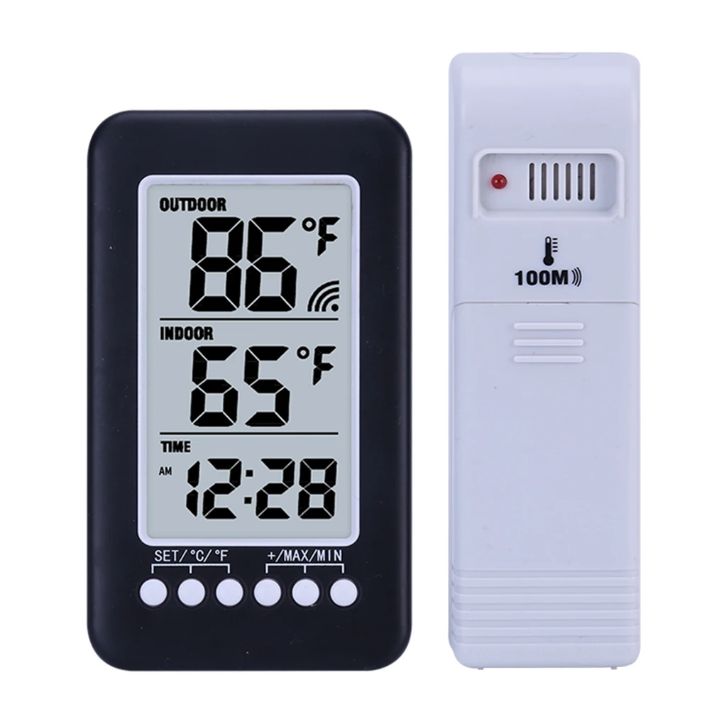 

LCD Wireless Thermometer Clock Indoor Outdoor Digital Thermometer Electronic Temperature Measurement with Transmitter