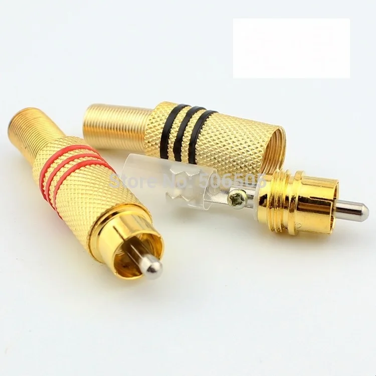 Free shipping High quality gold plated solderless RCA plug 10pcs/lotin