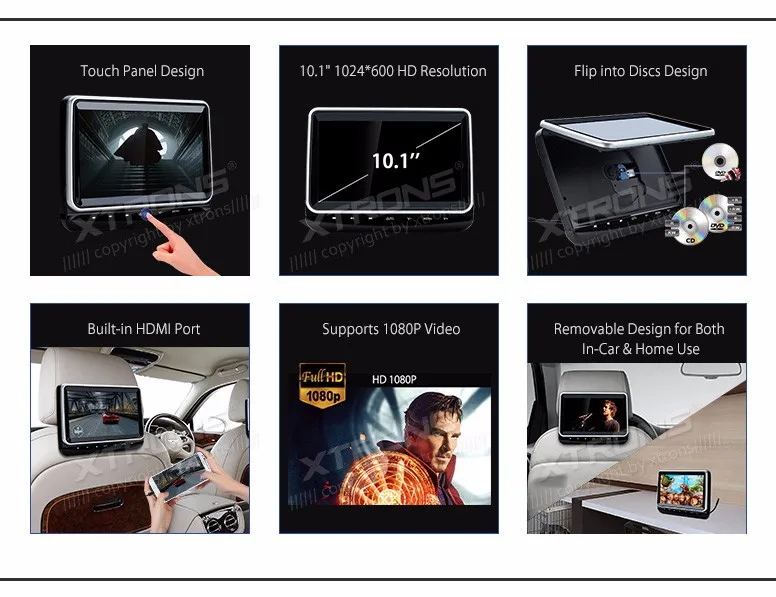 Perfect 10.1" Touch Button Headrest Car DVD Car Headrest DVD Car Headrest Monitor DVD with HDMI Port & Front Flip Into Discs Design 1 Perfect 10.1" Touch Button Headrest Car DVD Car Headrest DVD Car Headrest Monitor DVD with HDMI Port & Front Flip Into Discs Design 1
