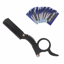 Стильный Профессиональный парикмахерский край из нержавеющей стали бритва складной нож для бритья держатель+ 10 лезвий черный, синий, золотой, фиолетовый, красный