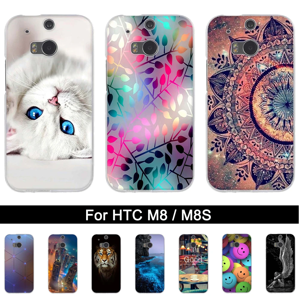 TPU حالة ل HTC واحد M8 M8s لينة سيليكون الغطاء الخلفي لل هاتف HTC واحد M8S M8 الطباعة رسمت قذائف أكياس Fundas ل HTC m8 m8s