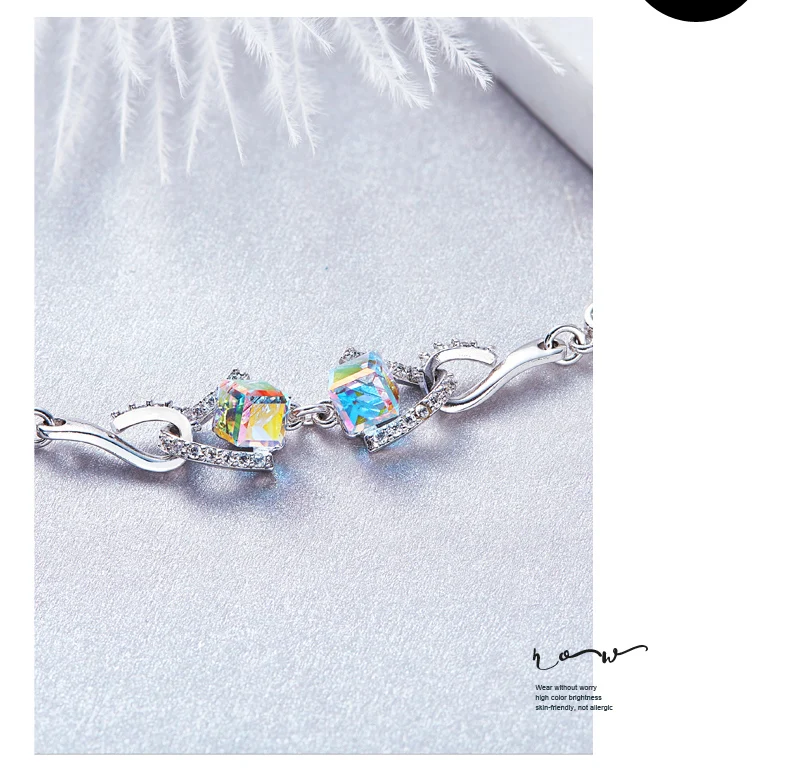 Luxury Austrian Crystal Bracelet Colorful Cube Bracelets  (12)