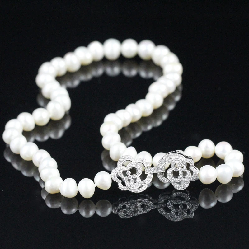 Pearl Necklace For Women High Quality White Freshwater Pearl Chokers Necklace Wedding Bridesmaids Gifts Round Pearl Necklaces