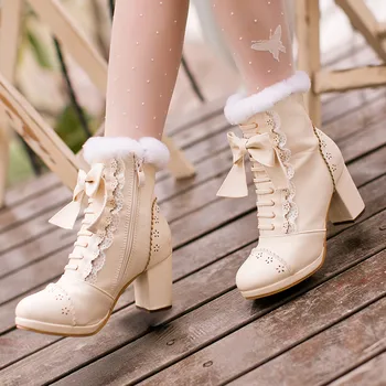 Lolita Japanese Chistmas Ankle Boots 