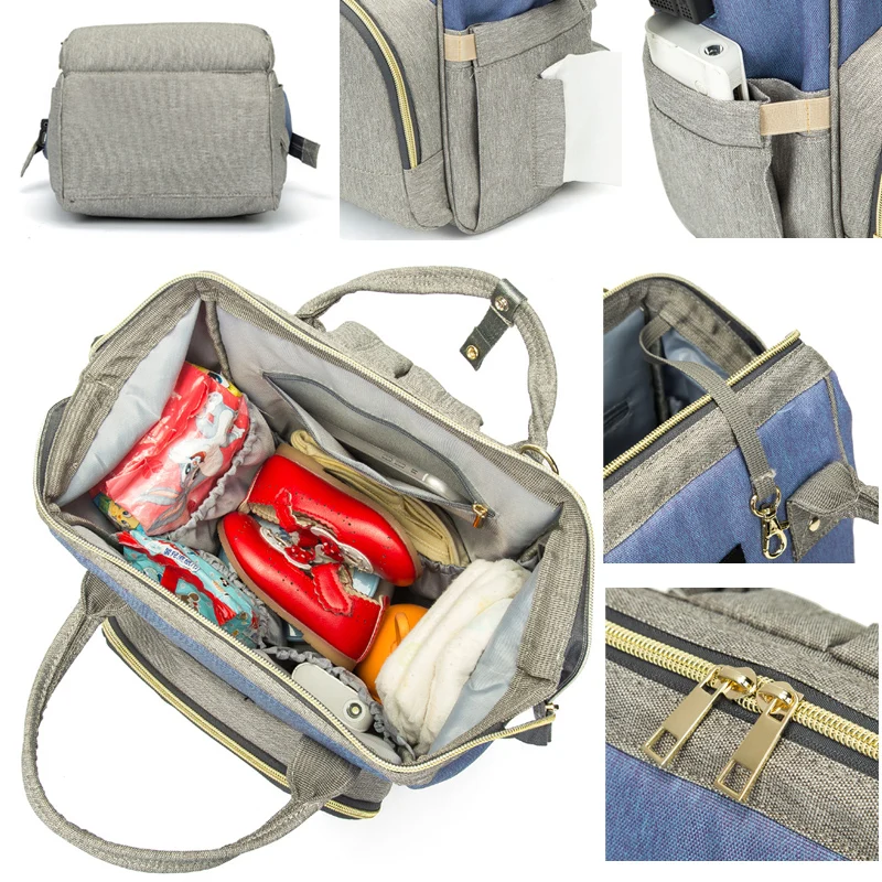 Beste 2019 Luiertas Rugzak USB Baby Luiertas Waterdichte Moederschap Reizen Verpleging Tas Babyverzorging Wandelwagen Handtas Patchwork Kleuren