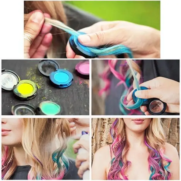 New Non-toxic Soft Hair Crayons Pastel Kit 12 Colors Dye Hair Powdery Cake Temporary Hair Chalk DIY Hair Salon Kit Tools