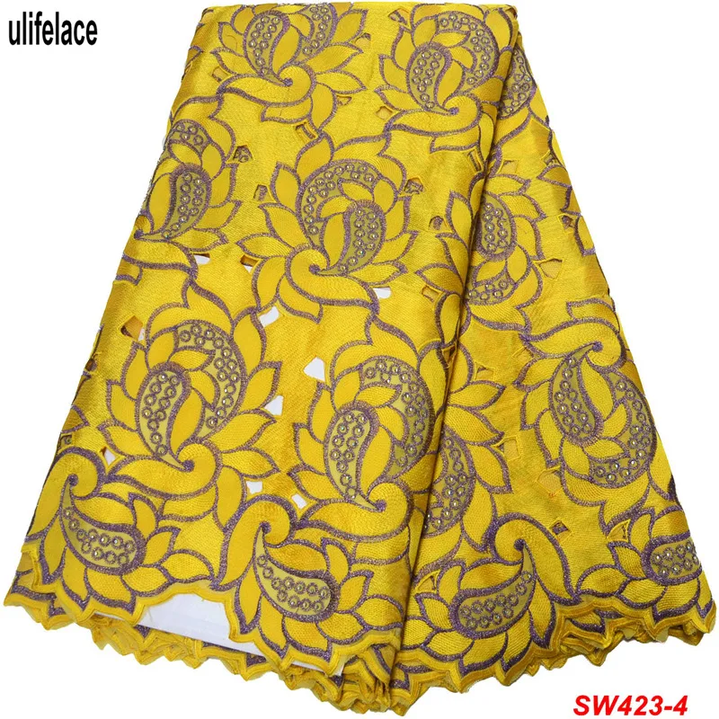 Нигерийская швейцарская вуаль кружева в Швейцарии высокое качество вышивка африканская сухая хлопковая кружевная ткань для женщин платье SW-423