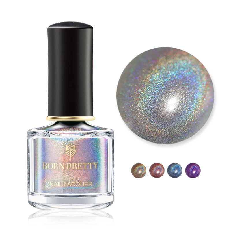 Nacido bonito 45 colores holográfica láser esmalte de uñas 6 ml plata Holo brillante arte de uñas holográfico esmalte de uñas