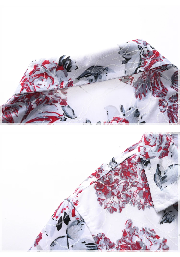 M-7XL повседневные мужские рубашки slim fit Мужские рубашки в цветах эластичный мерсеризованный хлопок короткий рукав мужские повседневные