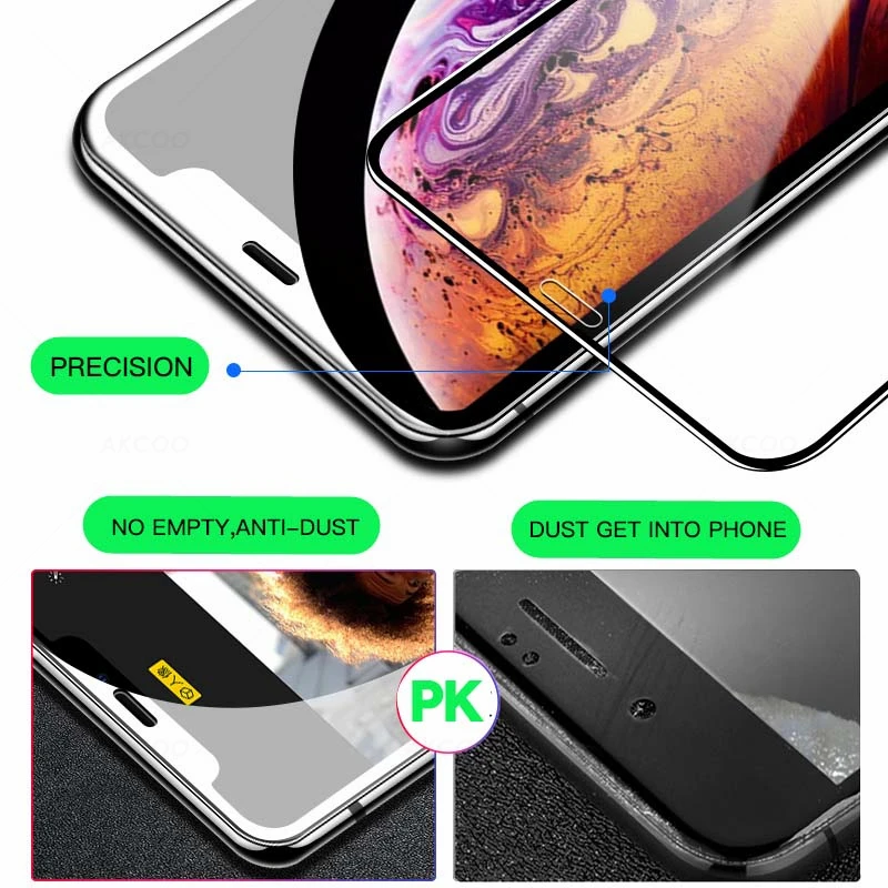 Akcoo 20D изогнутая полная пленка для iPhone XS закаленное стекло для iPhone 6S 7 8 Plus XR XS Max защитный чехол