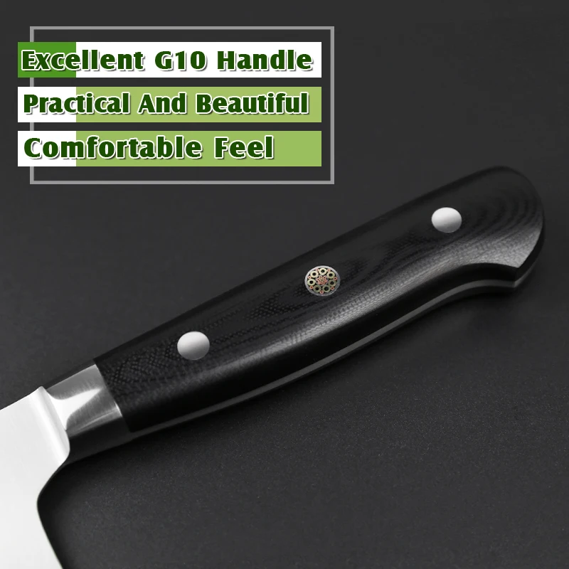 XINZUO 7'' Nakiri Knife 3 Layer 440C Core Clad Steel Chinese Kitchen Knives Stainless Steel Carving Vegetable Knife G10 Handle