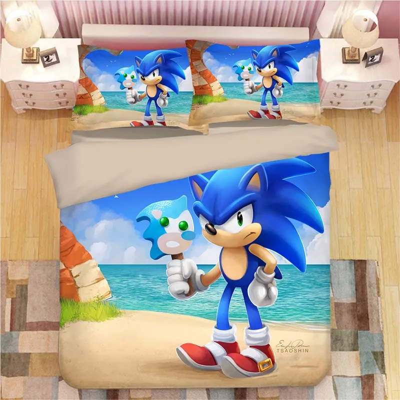 Sonic The Hedgehog Bedding Set Super Mario Bros Duvet Covers Pillowcases Twin Full Queen King Comforter Bedding Sets Bed Linen - Цвет: 25