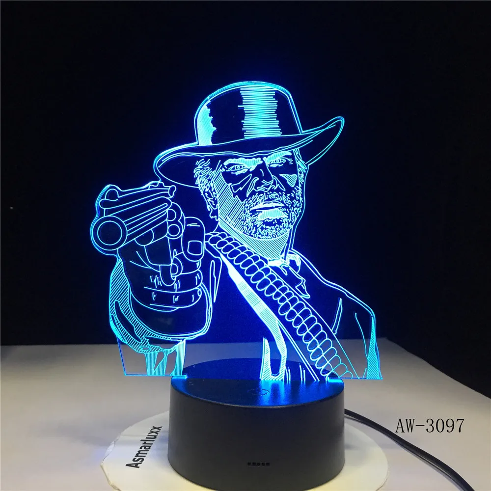  Red Dead Redemption 2 3D Table Lamp Kids Adult LED Colorful Touch Lamp Bedroom Remote Control Night - 32997266404