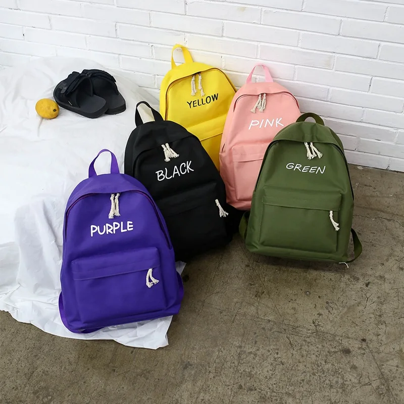 

Fashion Personality Unisex Backpack Letter Solid Color School Party Commute 2019 New Hot Canvas Mini