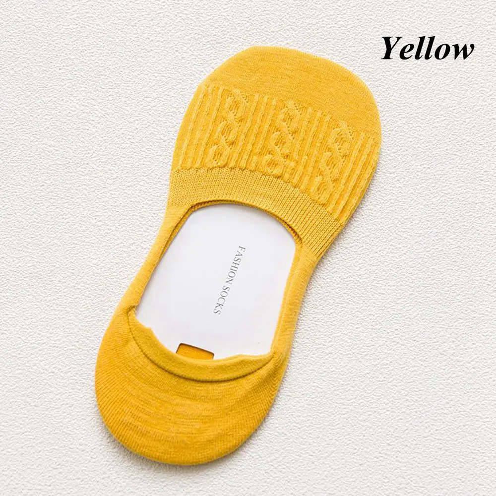 1 пара невидимых нескользящих коротких носков ярких цветов модные женские повседневные хлопковые дышащие носки-башмачки до лодыжки - Цвет: Yellow 1