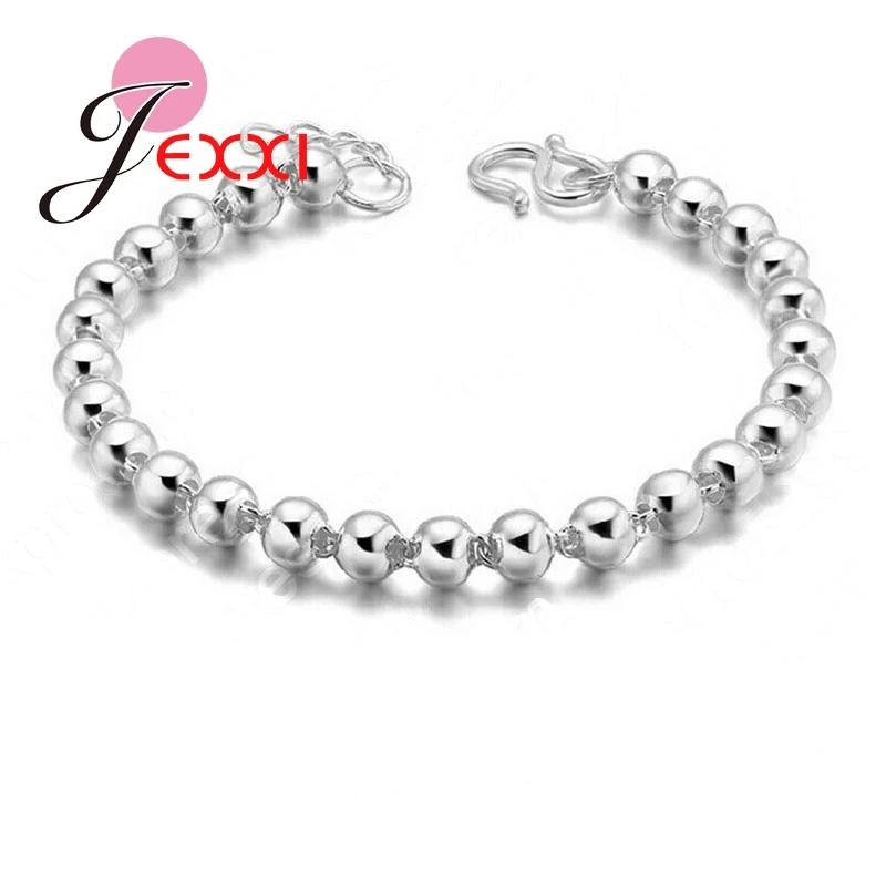 

JEXXI Bracelet New! 925 Sterling Silver Men's Jewelry Bracelet 925 Silver Beads Ball Fine Bracelet Wholesale