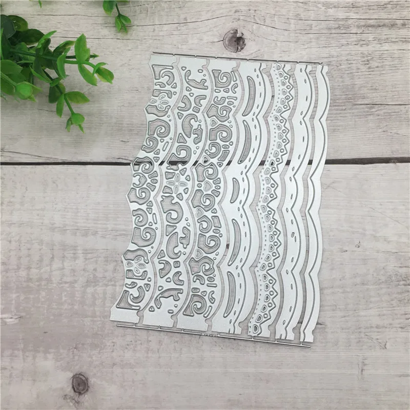 

DIY Cards Lot Vintage Lace Embrossing Curved Wavy Border Metal Cutting Dies Scrapbooking Embossing Paper Card Making 95*158mm