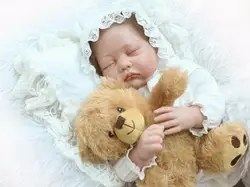 22 "реалистичные спальный возрождается младенцы куклы ткани тела силиконовые куклы Reborn подарок на Новый год для девочек Дети bonecas жив