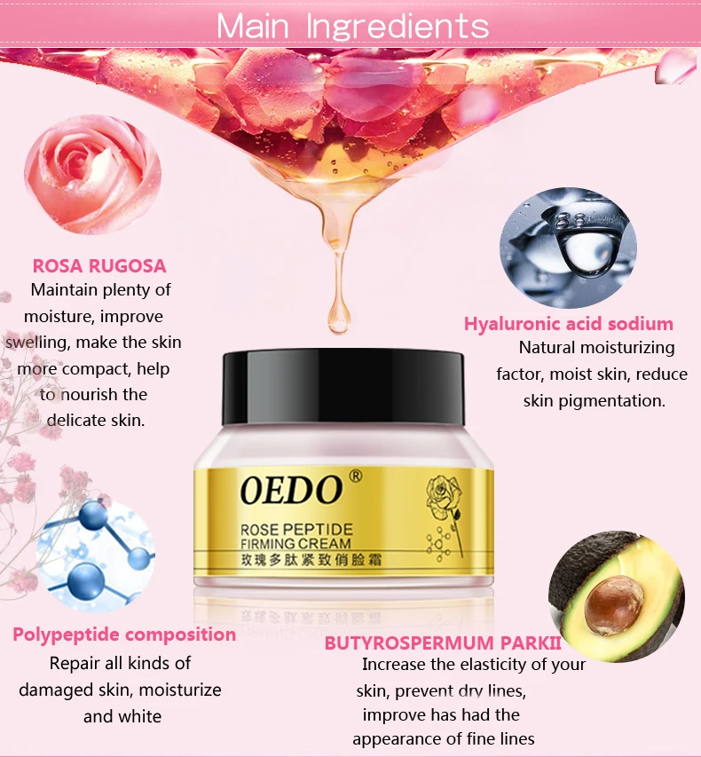 OEDO розовый пептид, укрепляющий крем для лица, крем для похудения, антицеллюлитный крем, продукты для похудения, уход за кожей, против старения, морщин, увлажнение