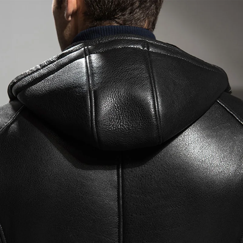 Для Мужчин's Дубленка черная кожаная куртка парки свободного покроя длинные