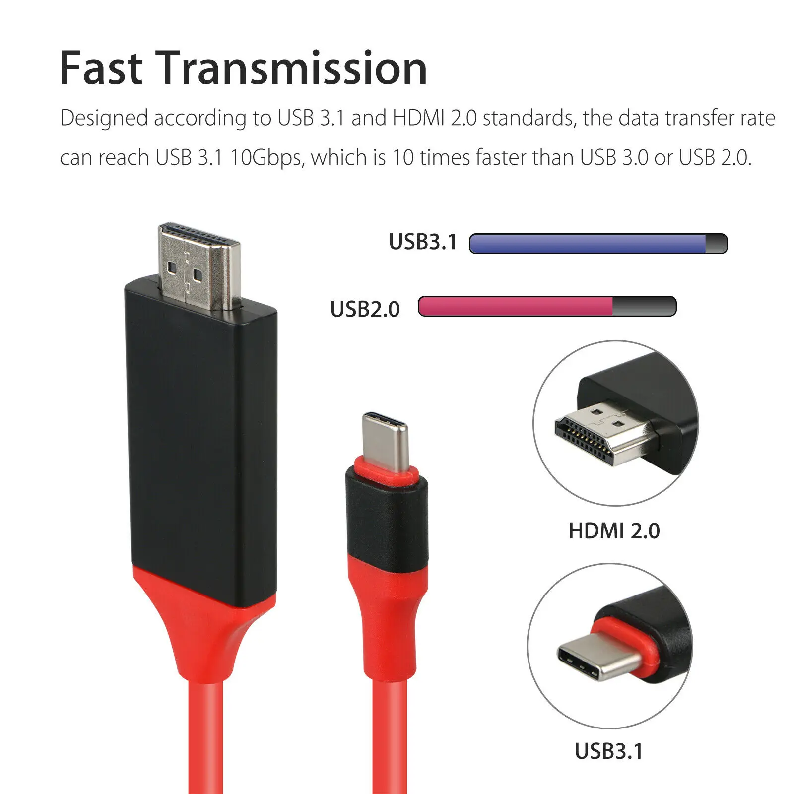 Usb type C к HDMI адаптер, USB 3,1(USB-C) к HDMI адаптер мужчин и мужчин конвертер для MacBook2016/huawei Matebook/Smasung S8