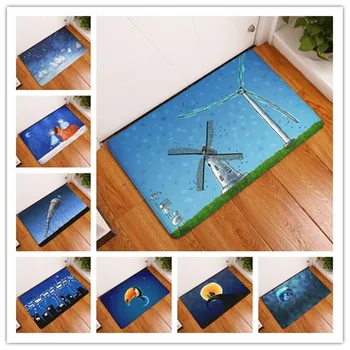 

Cartoon Style Modern Print Carpets Anti-slip Floor Mat Outdoor Rugs Starry sky Front Door Mats